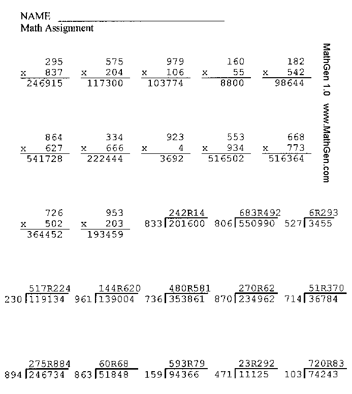 homework division problems