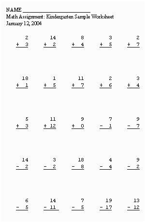 Math on Worksheets For Kindergarten   Math Worksheets For Kindergarten