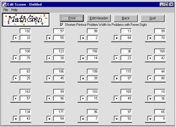 MathGen Pring Options