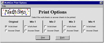 MathGen Print Options