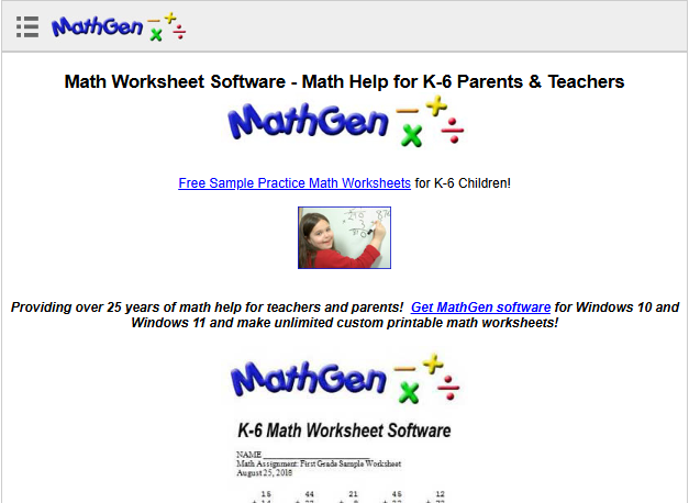 MathGen CD Legacy Website