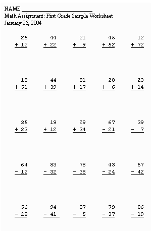 Math Worksheets Grade 1